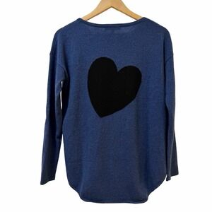 The Cashmere Project Womens Cashmere Heart Lightweight Sweater Size M Blue Luxe